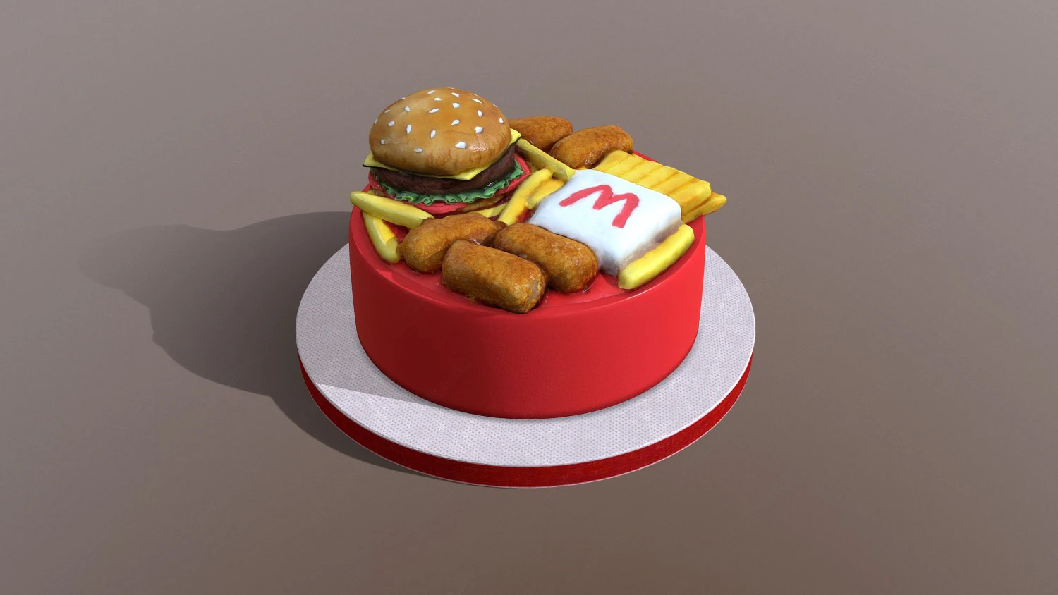 Burger Menu Cake 3D Model .c4d .max .obj .3ds .fbx .stl .blend 