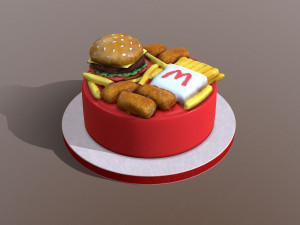 Burger Menu Cake 3D Model
