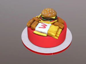 Burger Menu Cake 3D Model