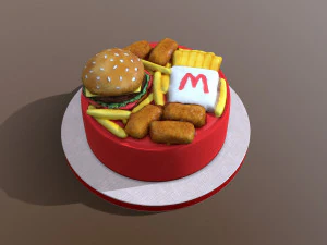 Burger Menu Cake 3D Model