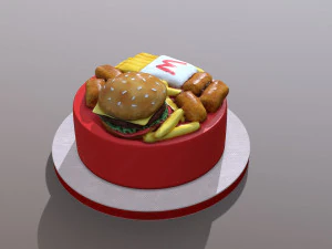 Burger Menu Cake 3D Model
