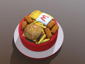 Burger Menu Cake 3D Model