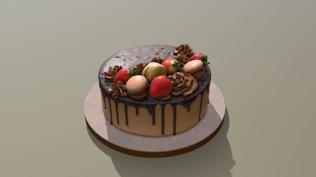 Chocolate Strawberry Drip Cake 3D Model in Sweets 3DExport