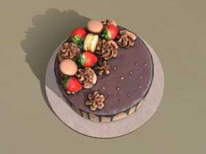 Chocolate Strawberry Drip Cake 3D Model