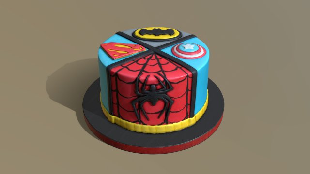 Super Heroes Cake 3D Модель .c4d .max .obj .3ds .fbx .stl .blend