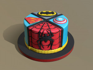 Super Heroes Cake 3D Model
