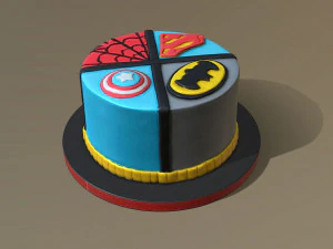 Super Heroes Cake 3D Model