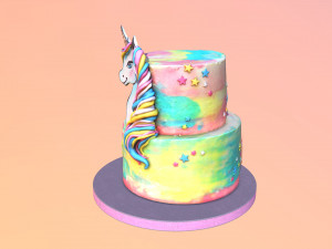 Buttercream Unicorn Rainbow Cake 3D 模型