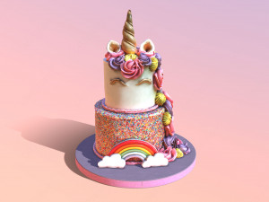 Tiered Unicorn Cake 3D Model