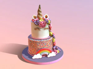 Tiered Unicorn Cake 3D Model