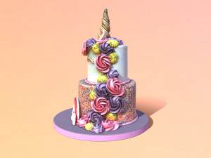 Tiered Unicorn Cake 3D 모델