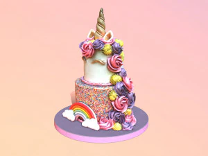 Tiered Unicorn Cake 3D Model