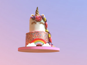 Tiered Unicorn Cake 3D 모델