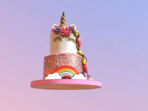 Tiered Unicorn Cake 3D Model