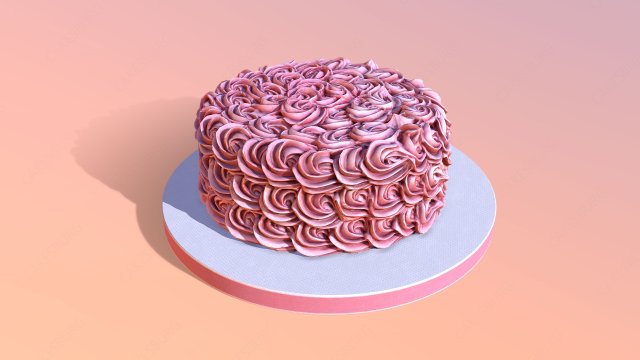 Rose Gold Rosette Cake 3D 모델 .c4d .max .obj .3ds .fbx .stl .blend 