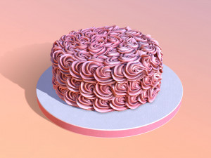 Rose Gold Rosette Cake 3D 모델