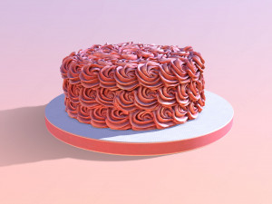 Rose Gold Rosette Cake 3D 모델