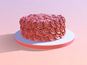 Rose Gold Rosette Cake 3D Model