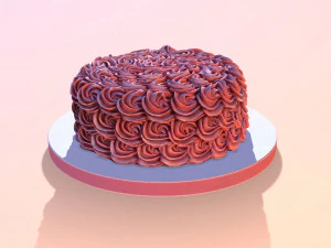 Rose Gold Rosette Cake 3D Model