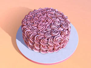 Rose Gold Rosette Cake 3D Model
