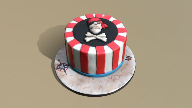 Pirate Cake 3D Модель .c4d .max .obj .3ds .fbx .stl .blend 