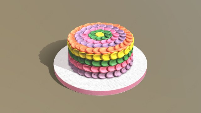 Rainbow Buttercream Cake Modelo 3D .c4d .max .obj .3ds .fbx .stl .blend 