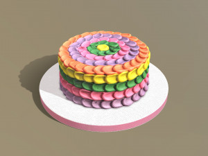 Rainbow Buttercream Cake 3D Model