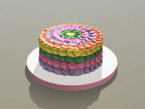 Rainbow Buttercream Cake Modelo 3D
