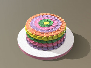 Rainbow Buttercream Cake Modelo 3D