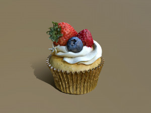 Berries Cupcake Modello 3D