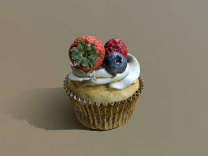 Berries Cupcake Modello 3D