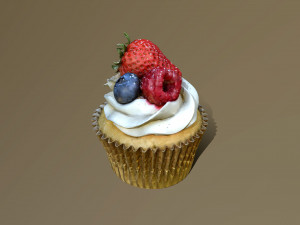 Berries Cupcake Modello 3D