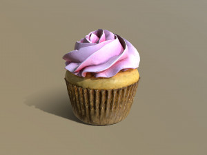 Plain Pink Vanilla Cupcake 3D Model