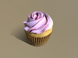 Plain Pink Vanilla Cupcake 3Dモデル