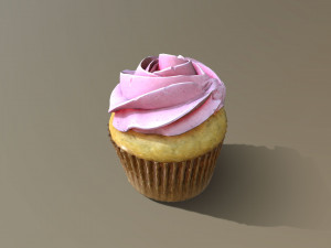 Plain Pink Vanilla Cupcake 3Dモデル