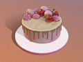 Golden Strawberry Drip Cake 3D Models