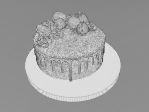Golden Strawberry Drip Cake 3D Model