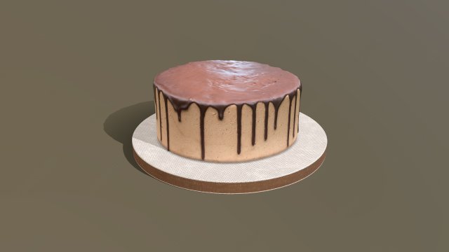 Plain Chocolate Drip Cake 3D Model .c4d .max .obj .3ds .fbx .stl .blend 