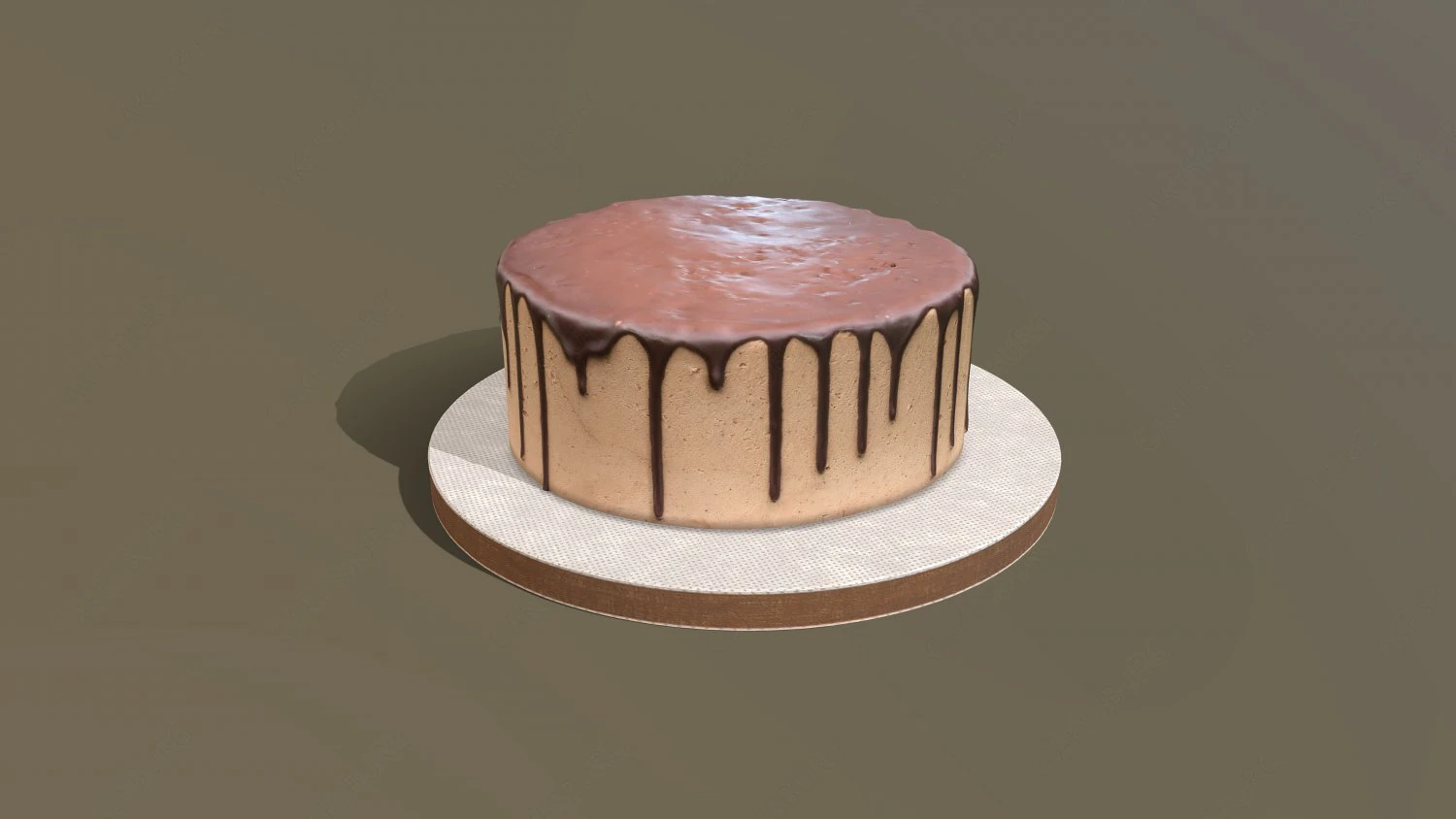 Plain Chocolate Drip Cake 3D Model .c4d .max .obj .3ds .fbx .stl .blend 