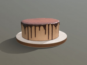 Plain Chocolate Drip Cake 3D Model