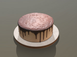 Plain Chocolate Drip Cake 3D Model