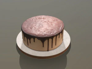 Plain Chocolate Drip Cake 3D Model