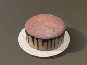 Plain Chocolate Drip Cake 3D Model