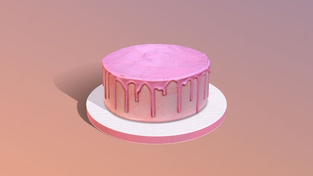 Plain Pink Drip Cake 3Dモデル .c4d .max .obj .3ds .fbx .stl .blend 
