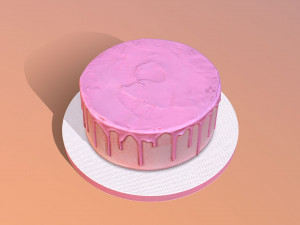 Plain Pink Drip Cake 3Dモデル