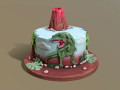 T-Rex Dinosaur Volcano Cake 3D Models