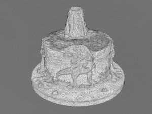 T-Rex Dinosaur Volcano Cake 3D Model