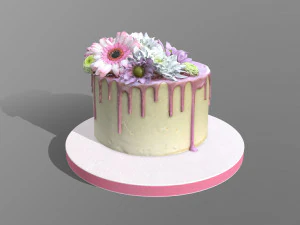 Bolo de gotejamento de flores de primavera Modelo 3D