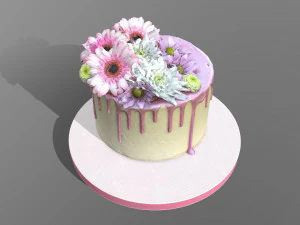 Spring Flowers Drip Cake 3D Model