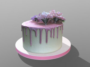 Spring Flowers Drip Cake 3D Model